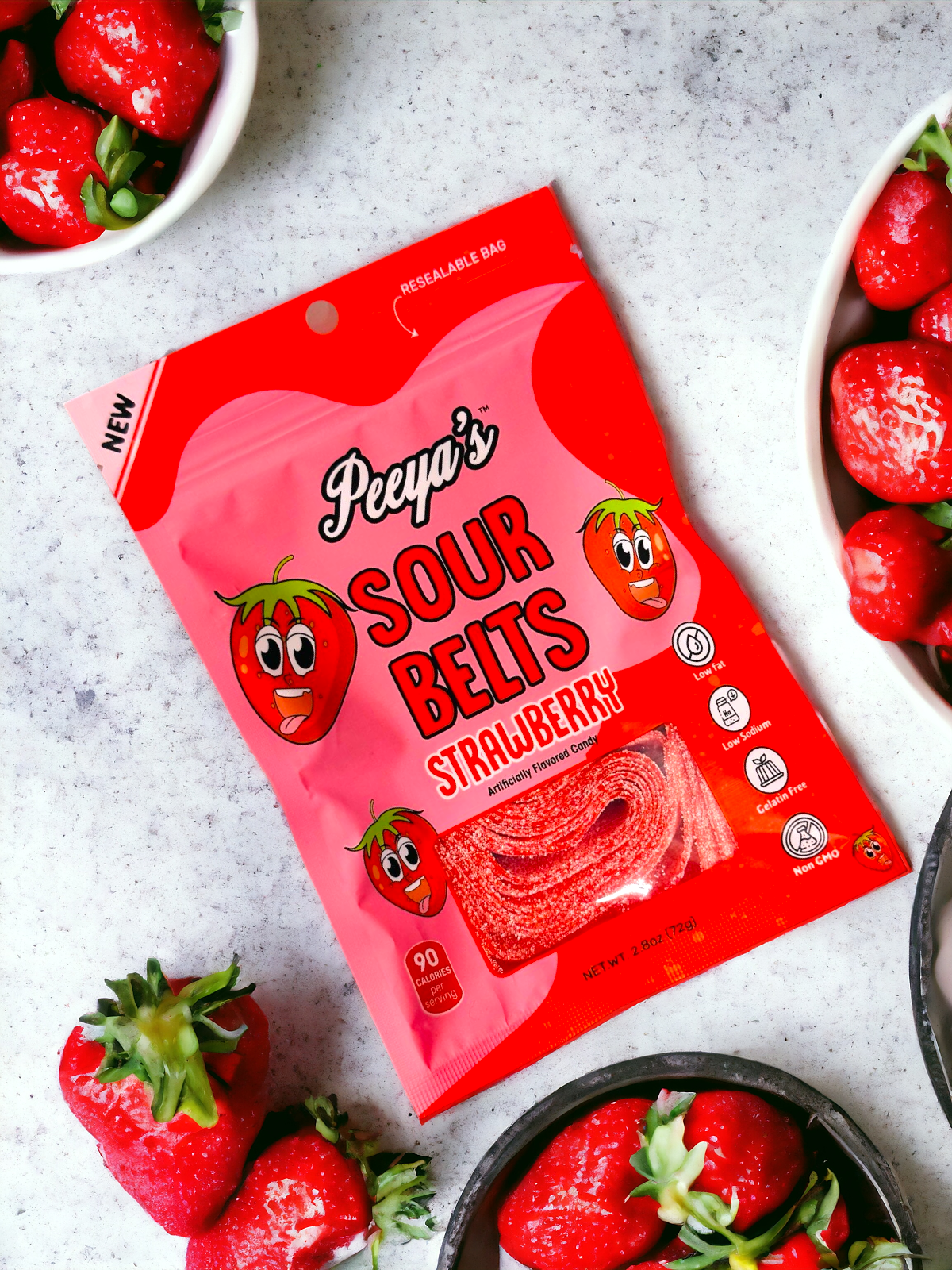 Peeya’s Strawberry Sour Belts- Pack of 6
