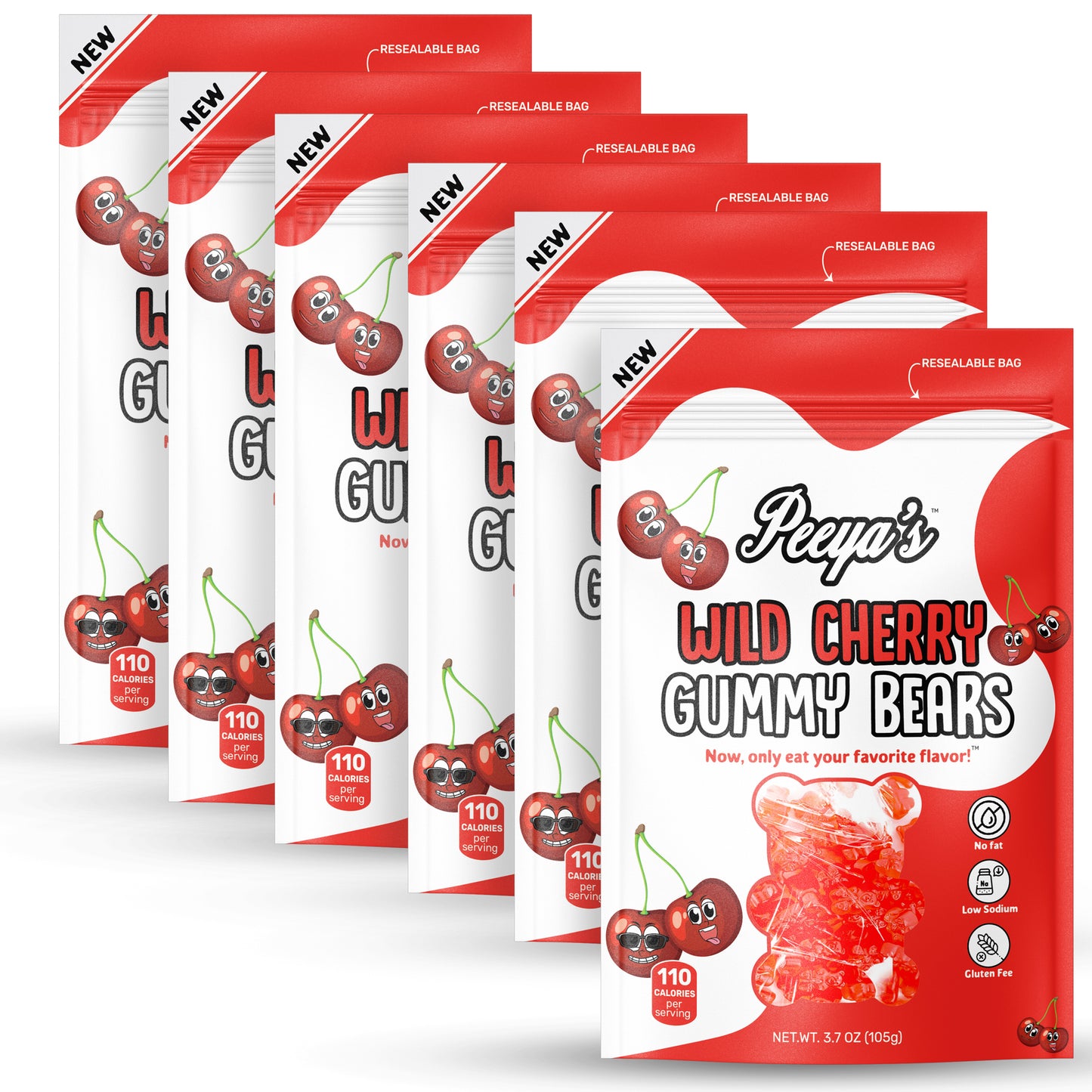 Peeya’s Wild Cherry Gummy Bears- Pack of 6