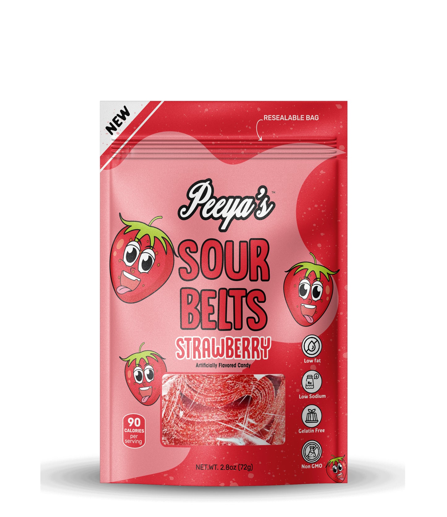 Peeya’s Strawberry Sour Belts- Pack of 6