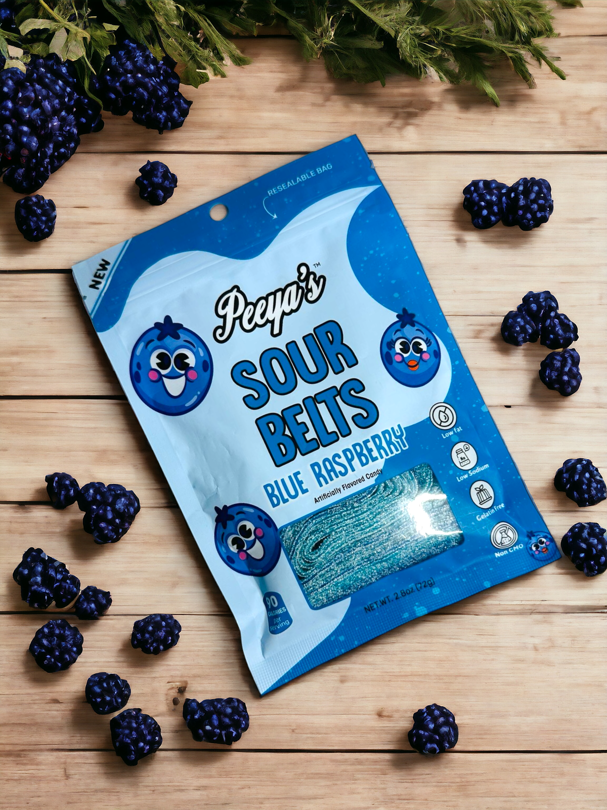 Peeya’s Blue Raspberry Sour Belts- Pack of 6